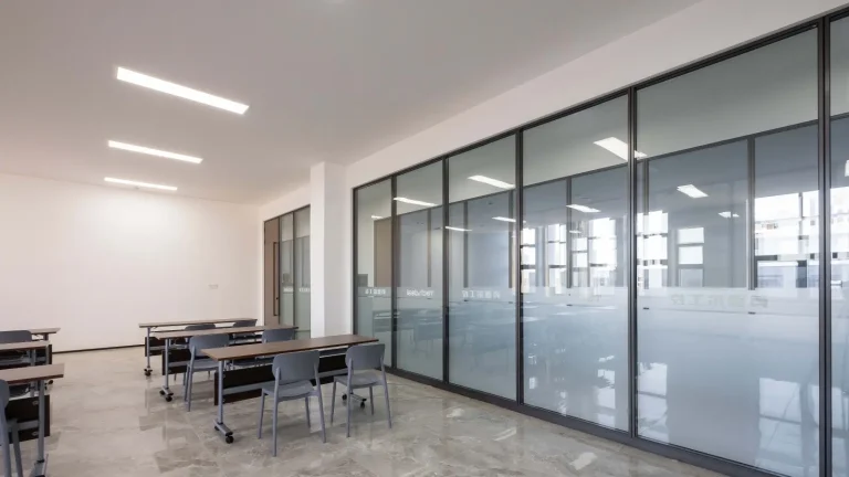 Great Wall Double Glass partition system - acoustic double-glazed wall with branded decoration